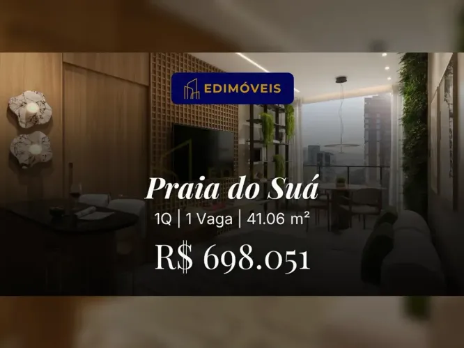 Praia do Suá: Apartamento 1 quarto moderno em condomínio, ideal para morar ou investir