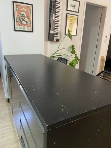Bancada de Cozinha Gourmet 2 Portas e 4 Gavetas Preto Stone/Grafite - 180,6 cm