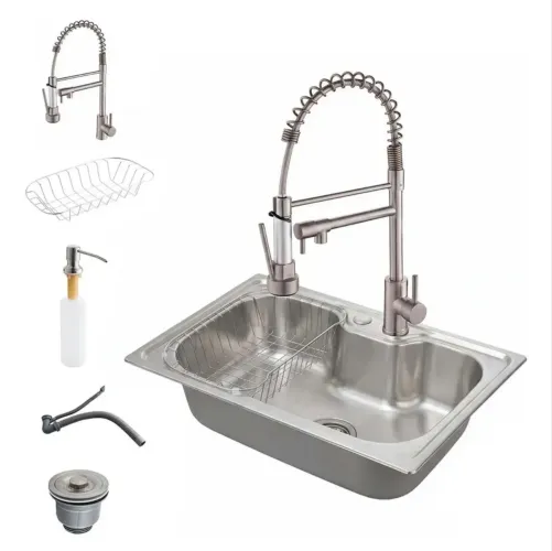 NOVO Kit Gourmet Torneira Cuba Inox Escorredor Dispenser Detergente