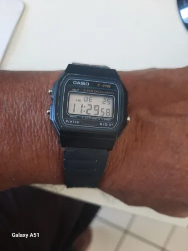 Relógio de pulso unisex Casio cinquentinha F-91W a prova d'água 