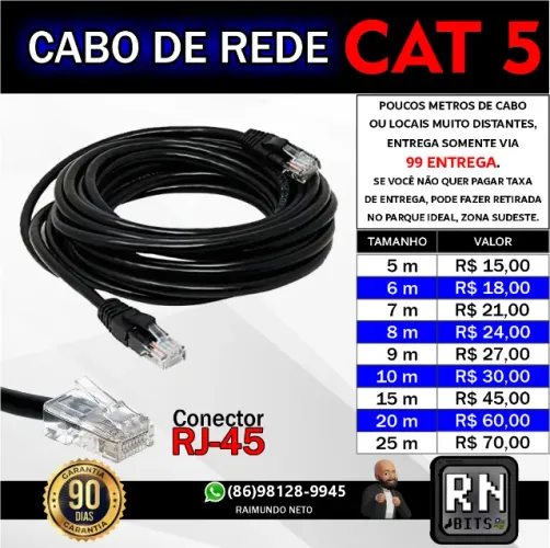 Cabo de Rede CAT 5 (100 Mbps)