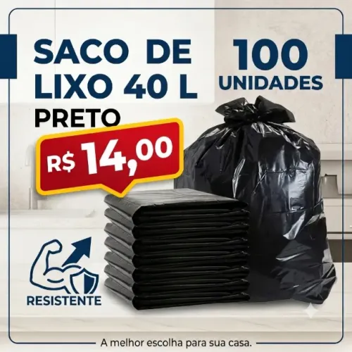 Saco de Lixo 40 Litros Resistente