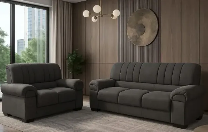 ESTOFADO TURIM 3 E 2 LUGARES BESTHOUSE VELUDO CINZA - TEMOS A PRONTA ENTREGA