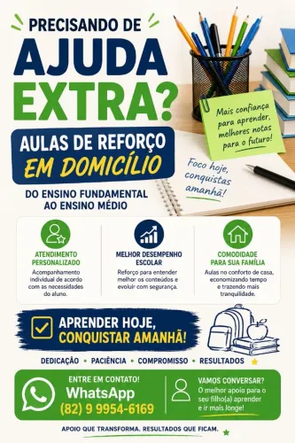 REFORÇO ESCOLAR EM DOMICÍLIO 