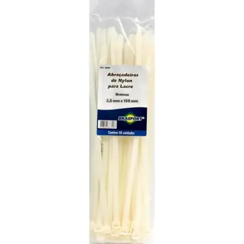 Abraçadeira Nylon 2,5x150mm Branca Brasfort *ENTREGA GRÁTIS*