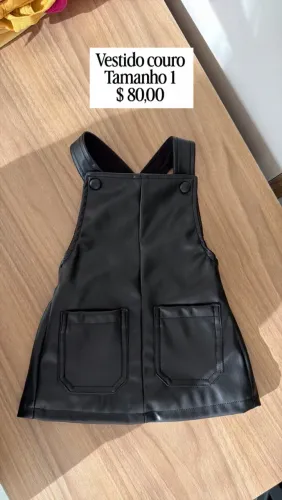 VESTIDO MENINA BEBÊ PRETO COURO
