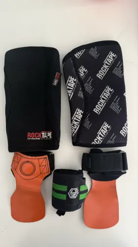 Kit CrossFit Academia Joelheira Munhequeira e Grip