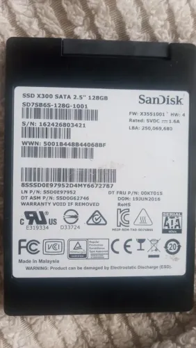 SSD SanDisk 128 GB 2.5 Sarta novo ZAP 11021887218