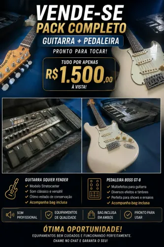 Guitarra squier e pedaleira Boss GT 8
