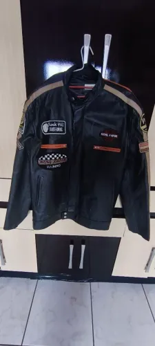 Jaqueta couro motociclista