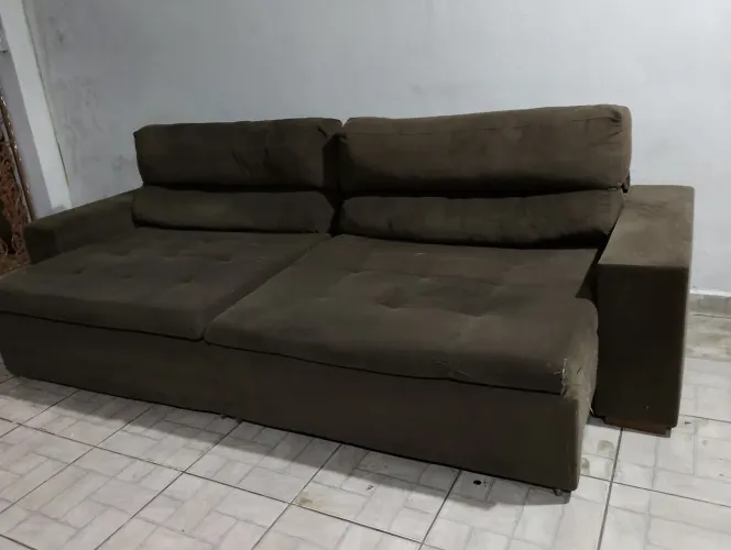 Sofa retrátil e reclinavel marrom- ENTREGO!