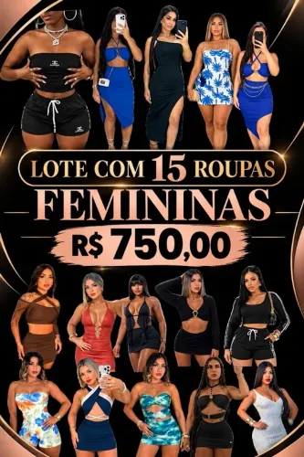 Lote com 15 roupas femininas no atacado por:R$750,00