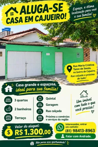 Aluga-se casa em cajueiro 