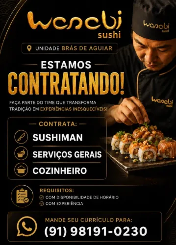 Contrata-se Sushiman/Servicos Gerais e Cozinheiro