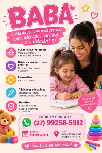 Babá em Parque Residencial Laranjeiras