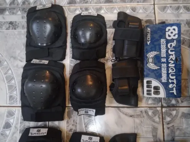 kit proteção burnquist joelheira, cotoveleira e luva (2 Conjuntos)