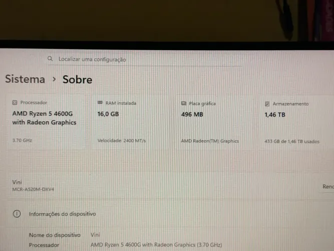 PC Gamer e Trabalho - Ryzen 5 4600G | 32GB RAM | SSD 512GB + HD 1TB