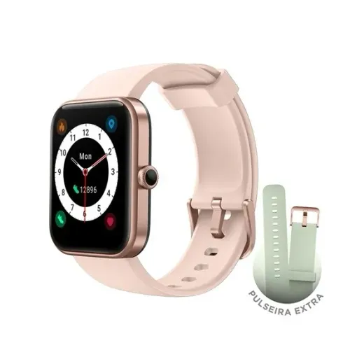 SmartWatch KABUM! smart 700 Rosé, Compatível IoT Alexa + Pulseira Extra Verde Claro,