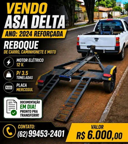 VENDO Asa Delta para Reboque de Carro e Moto