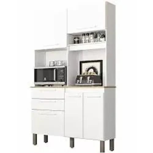 Armário de Cozinha Dubai 5Pts 2Gvs Branco Salleto - Entrega Rápida!