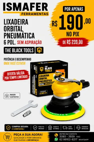 LIXADEIRA ORBITAL PNEUMATICA SEM ASPIRACAO THE BLACK TOOLS - TLP600