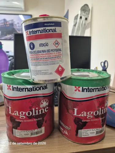Kit de 2 latas de tinta lagoline marítima para madeira com diluente