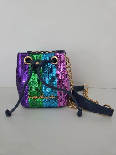 Mini Bolsa Bucket Paetê Holográfico da marca Luiza Barcelos