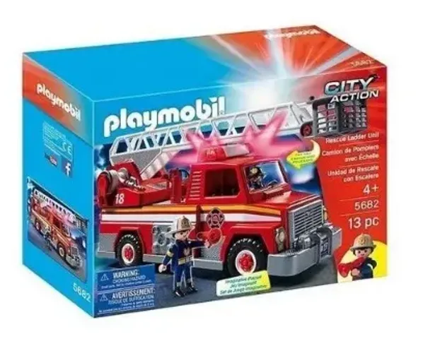 Playmobil City Action Caminhão De Bombeiro Com Escada e Luz 5682 - Sunny