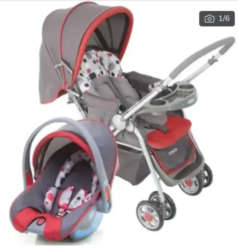 Carrinho de Bebê Cosco Travel System Reverse Vermelho + Bebê Conforto.