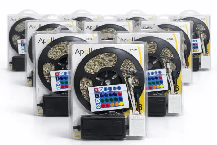 KIT FITA LED RGB 5M COM CONTROLE - APOLLO LIGHTING