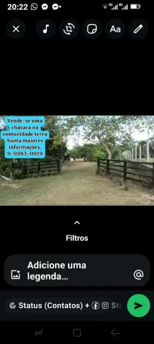Vende se uma chácara na comunidade terra Santa na estrada da penal 10 km da cidade .