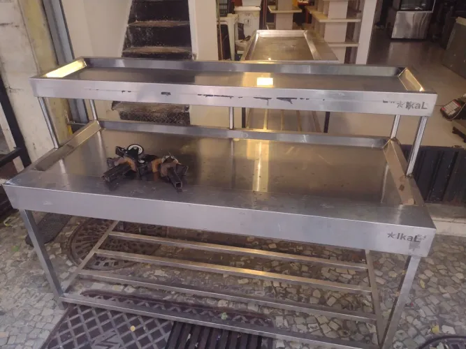 Mesa inox 2 prateleiras 1.60m