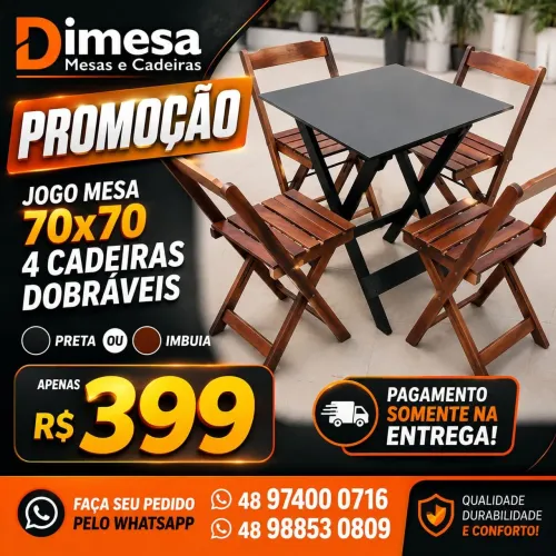 Conjunto de mesas e cadeiras de madeira DIRETO DA FÁBRICA. PAGUE NA ENTREGA