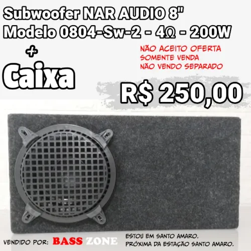 Subwoofer NAR AUDIO, 8 pol, 200W, 4ohms
