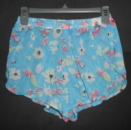 Shorts feminino florido com transparencia tamanho unico / p (promocao queima estoque liqui