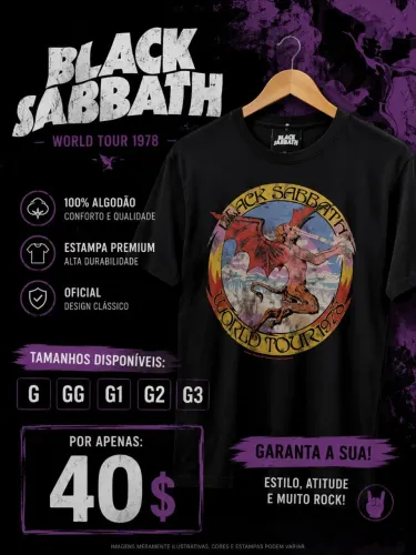 Camisa piticas Black sabbath GG/G1/G2