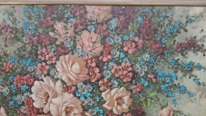 Belíssimo Quadro Pintura Óleo sobre Tela Flores 1.40 X 0.80