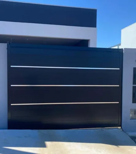Portão Eletrônico de Alumínio Preto 3,10 x 2,20 m com Motor e 2 Controles