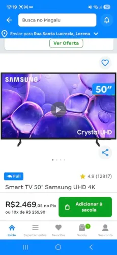 Tv samsumg crystal 50" 4k