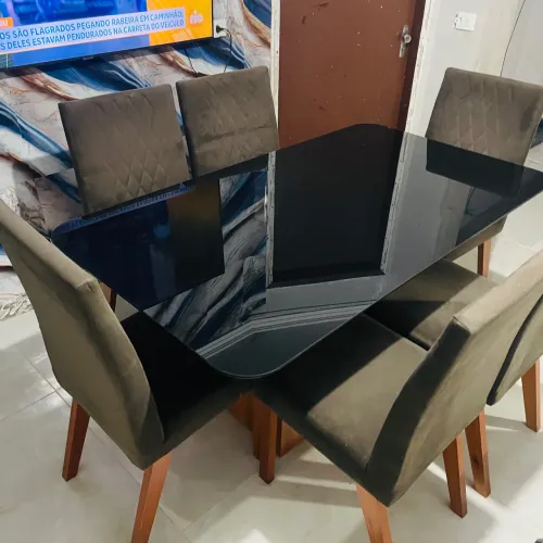 Mesa de vidro 6 cadeiras