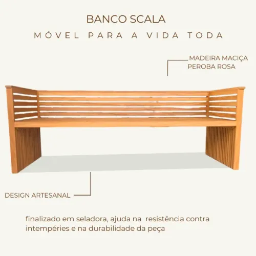 Banco De Madeira Maciça Peroba Rosa 2,00x0,75x0,60m