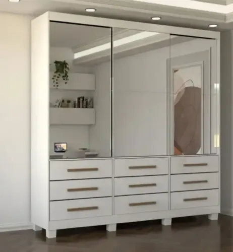 Armário Sevilha 3 Portas Cor Branco - Organização para seu Quarto