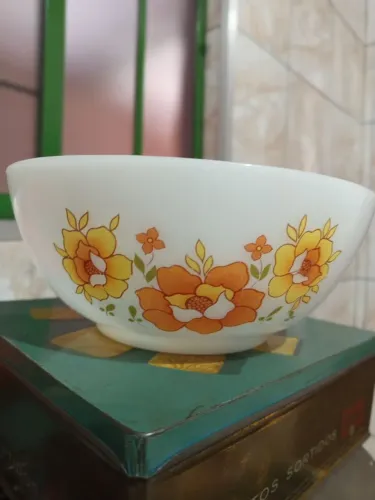 Tigela opalina termo-rey estampa floral
