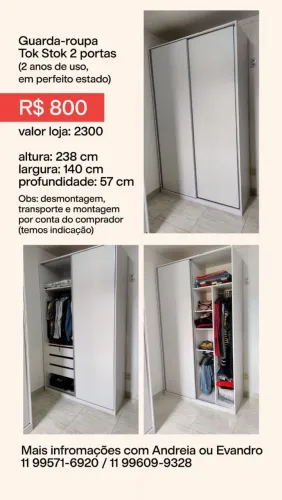 Armário guarda roupas solteiro tokstok 