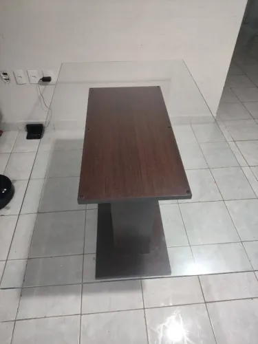 Mesa de jantar para 6 cadeiras tampo de vidro