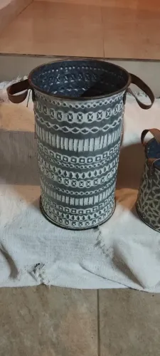 Kit 4 Cachepôs Decorativos Rústicos Com Alça De Couro