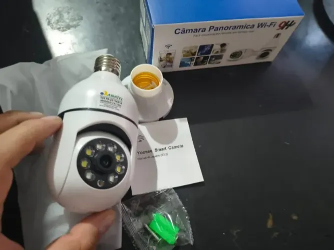 Camera Wifi Lampada E27 Panoramica 360 Seguranca Prova Dagua Visao Noturna