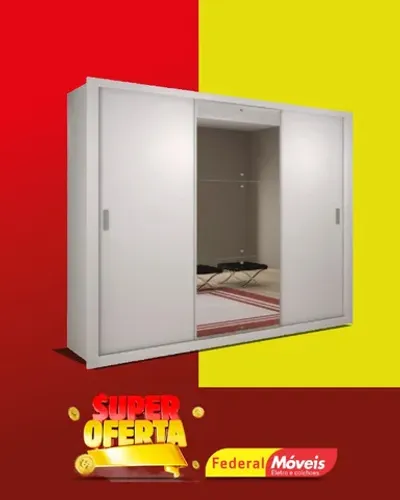Guarda Roupa 3 Portas 4 Gavetas Espelho Direto da Fabrica Fazemos Entrega