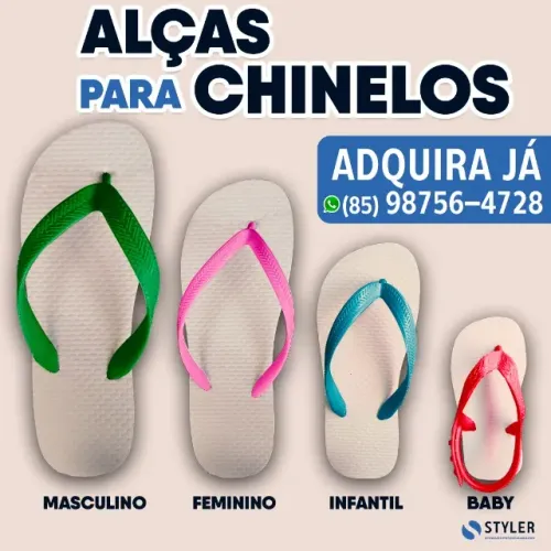 Alças Para Chinelos - Tamanhos: Masculino, Feminino, Infantil e Baby