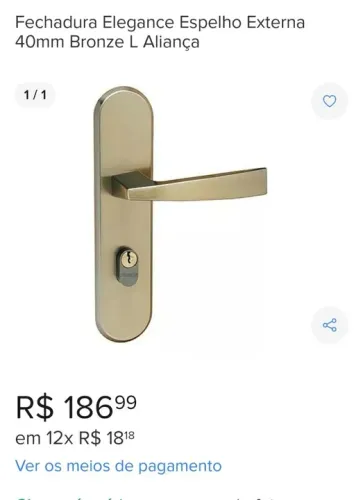 Fechaduras Aliança novas na caixa externa e Banheiro